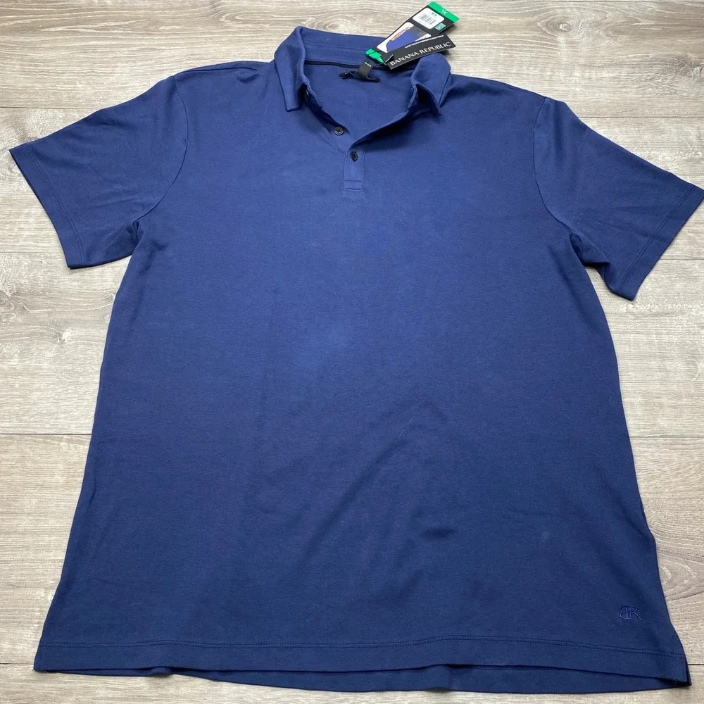 Banana Republic Polo Shirt Mens XL Navy Blue Luxe Touch Performance Casual